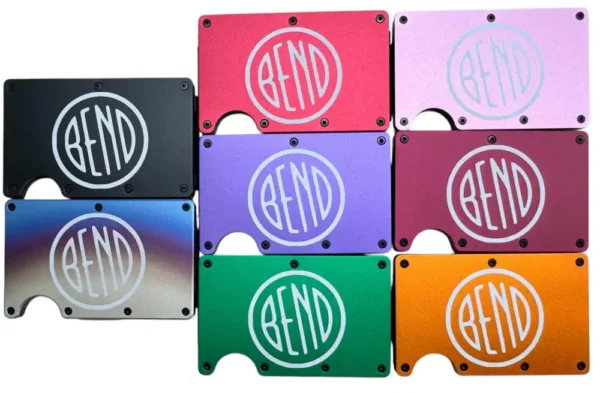 collage of custom metal wallet colors